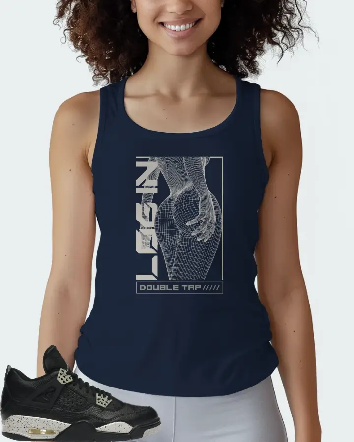 Jordan 4 Retro Sneaker Matching Navy Tank Top (LOGIN) - View 3