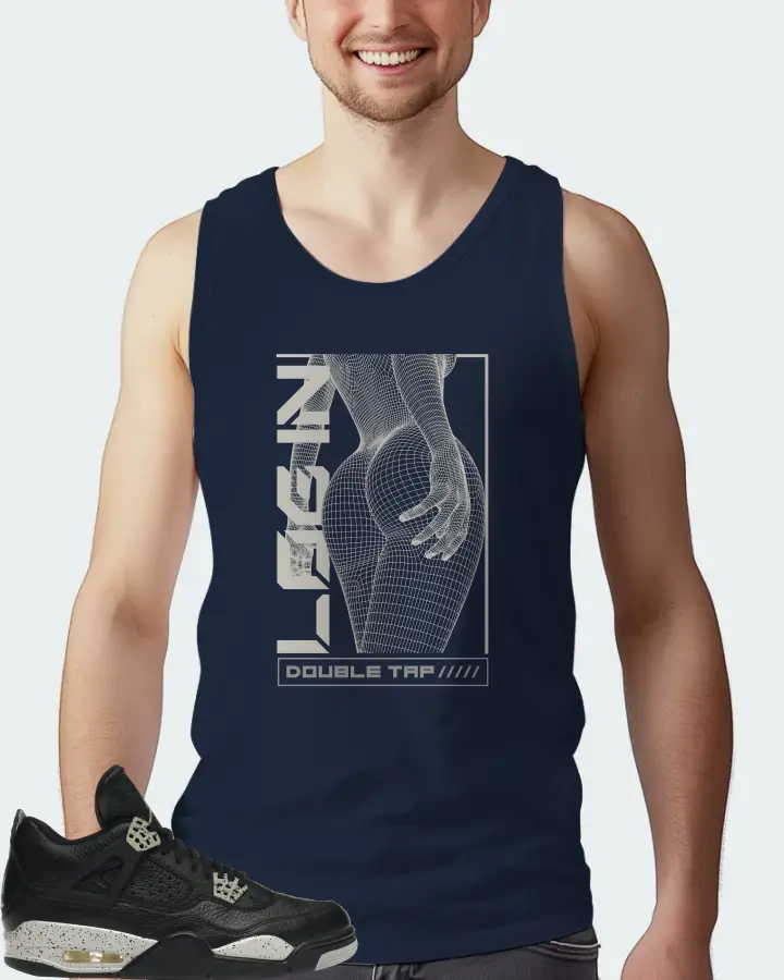 Jordan 4 Retro Sneaker Matching Navy Tank Top (LOGIN) - View 4