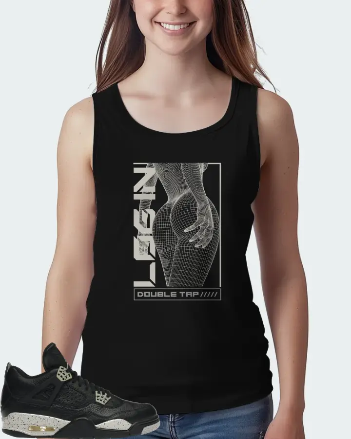 Jordan 4 Retro Sneaker Matching Black Tank Top (LOGIN) - View 5