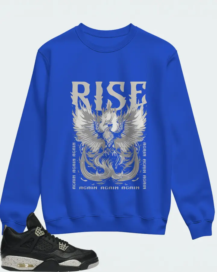 Jordan 4 Retro Sneaker Matching Royal Blue Sweatshirt - RISE