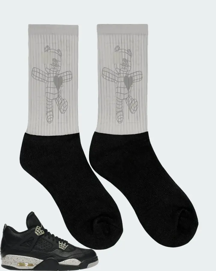 Jordan 4 Retro Sneaker Matching Grey Socks (TAKE) - View 2