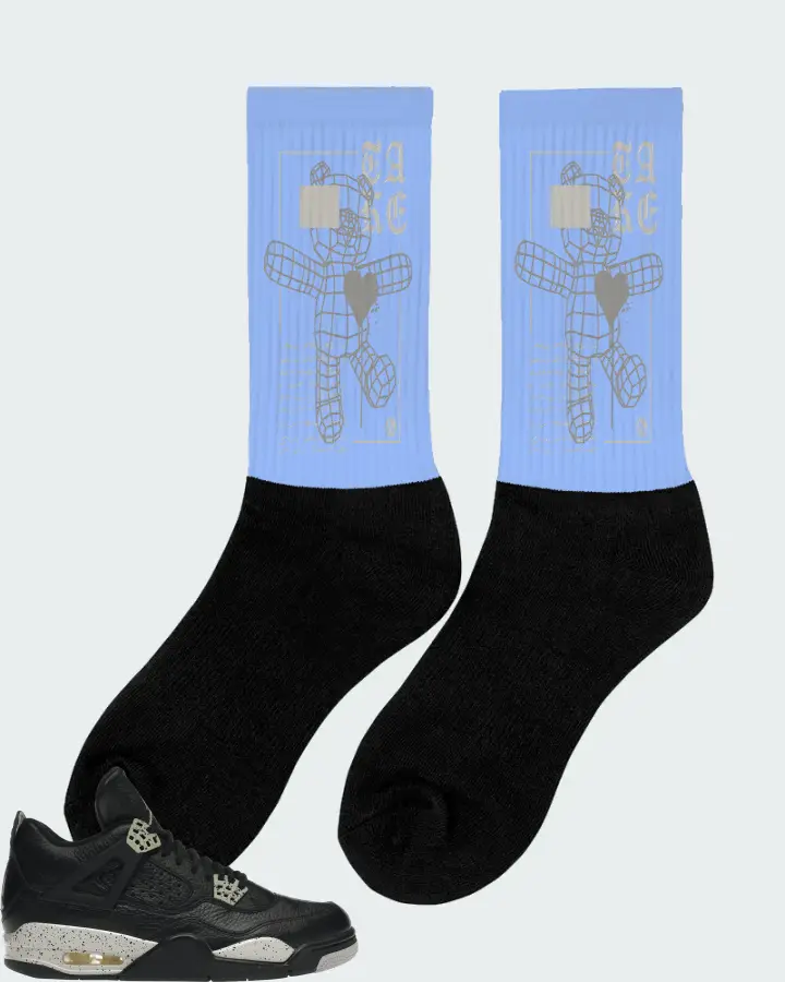 Jordan 4 Retro Sneaker Matching Carolina Blue Socks (TAKE) - View 3