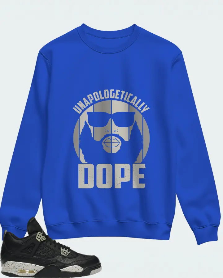 Jordan 4 Retro Sneaker Matching Royal Blue Sweatshirt - UNAPOLOGETICALLY DOPE Man