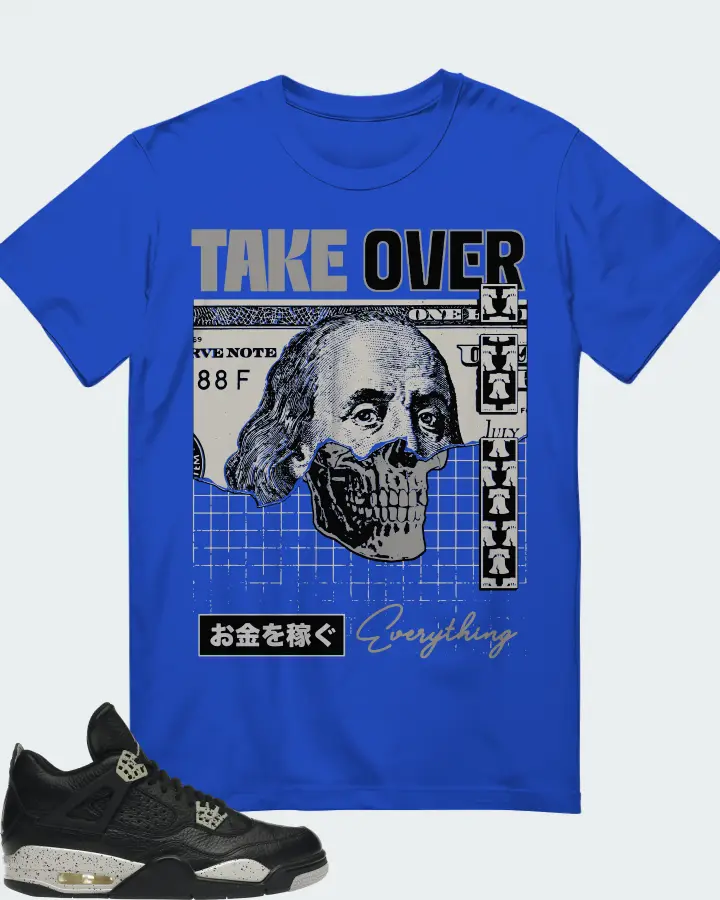 Jordan 4 Retro Sneaker Matching Royal Blue T-Shirt - Take Over