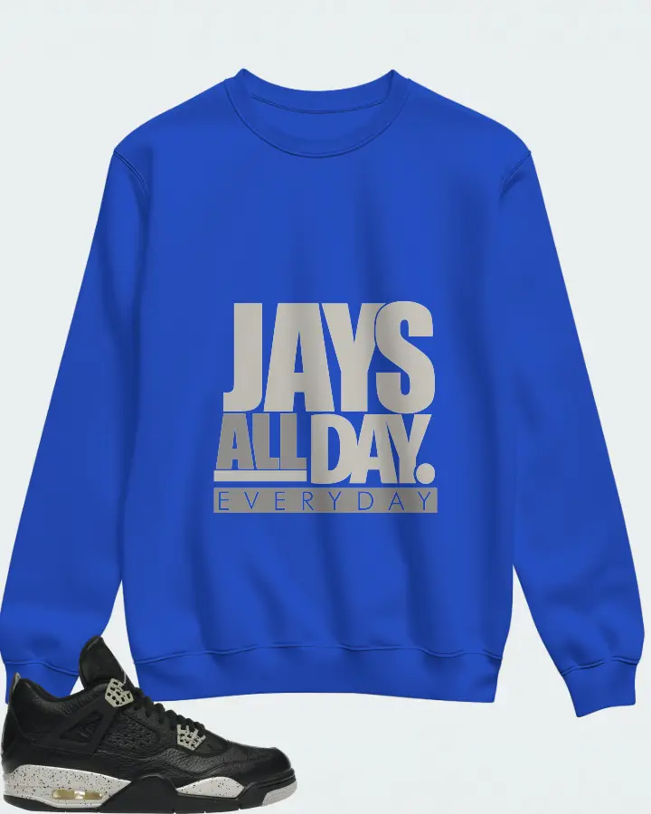 Jordan 4 Retro Sneaker Matching Royal Blue Sweatshirt - Jays All Day