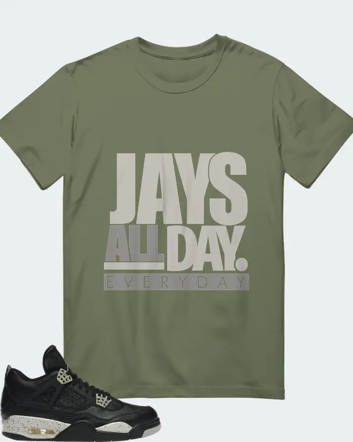 Jordan 4 Retro Sneaker Matching Olive T-Shirt - Jays All Day