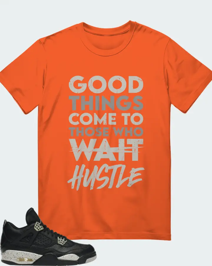 Jordan 4 Retro Sneaker Matching Orange Gildan T-Shirt - Good Things Come