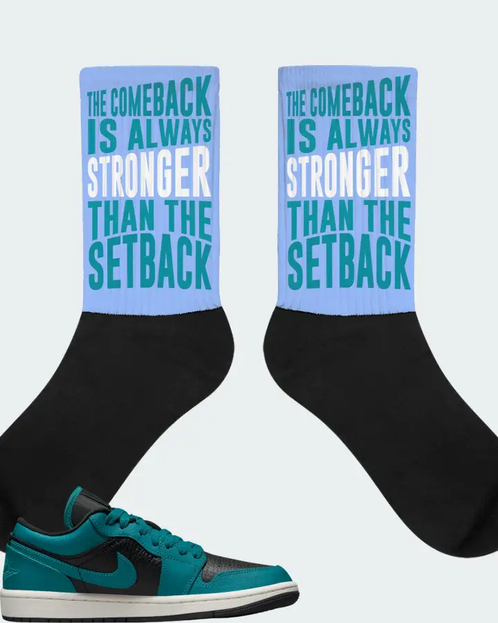 Jordan 1 Low SE Sneaker Matching Carolina Blue Socks - The Comeback