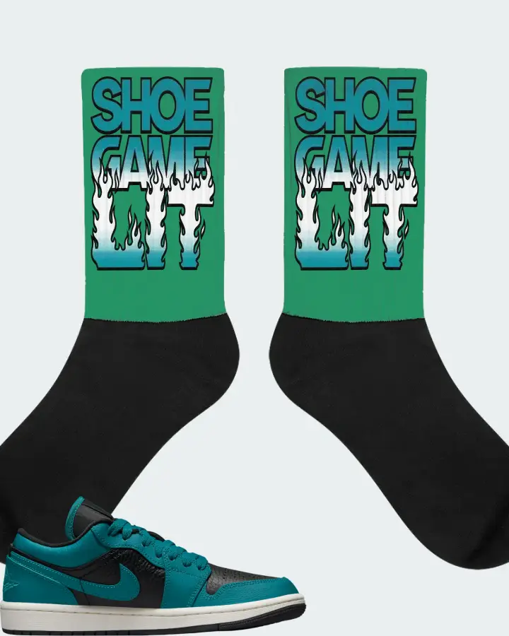 Jordan 1 Low SE Sneaker Matching Kelly Green Socks - Shoe Game Lit Refreshed