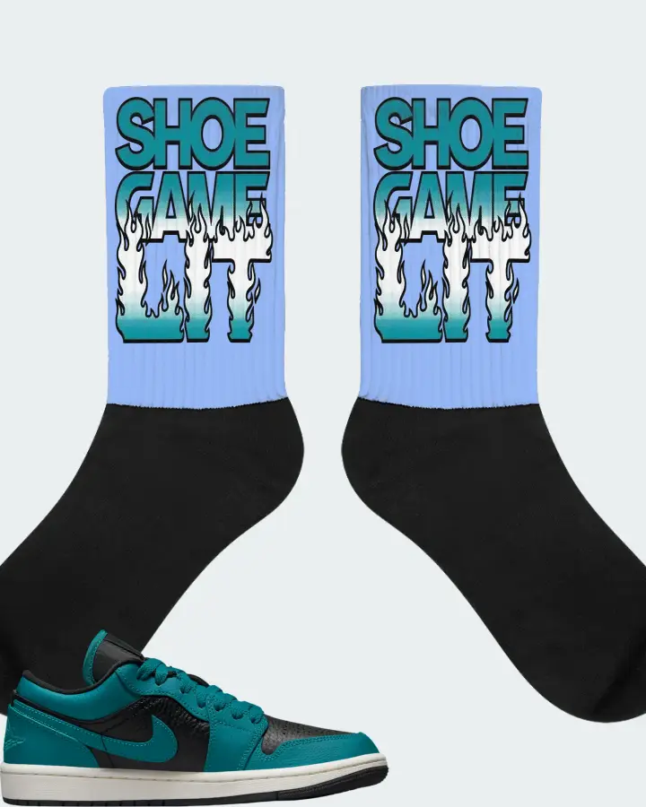 Jordan 1 Low SE Sneaker Matching Carolina Blue Socks - Shoe Game Lit Refreshed