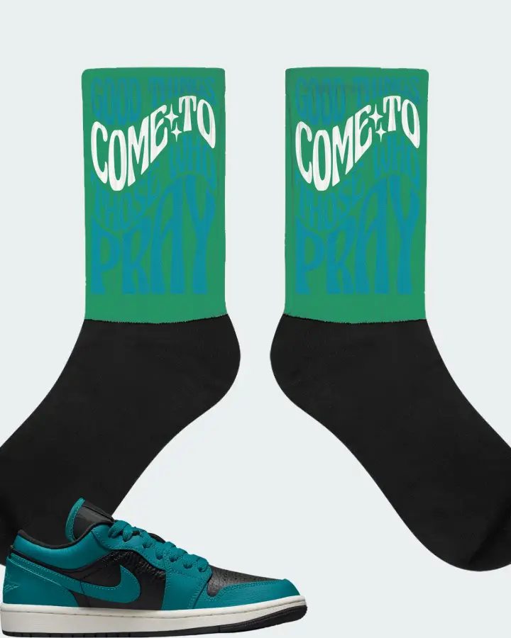 Jordan 1 Low SE Sneaker Matching Kelly Green Socks - Good Things Come To Those Who Pray