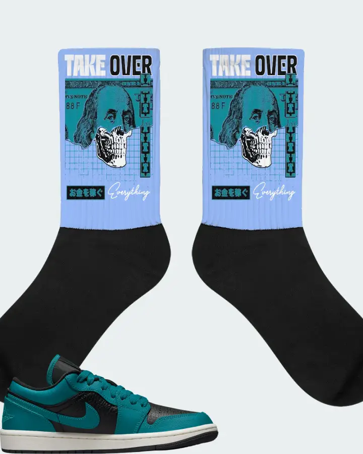 Jordan 1 Low SE Sneaker Matching Carolina Blue Socks - Take Over
