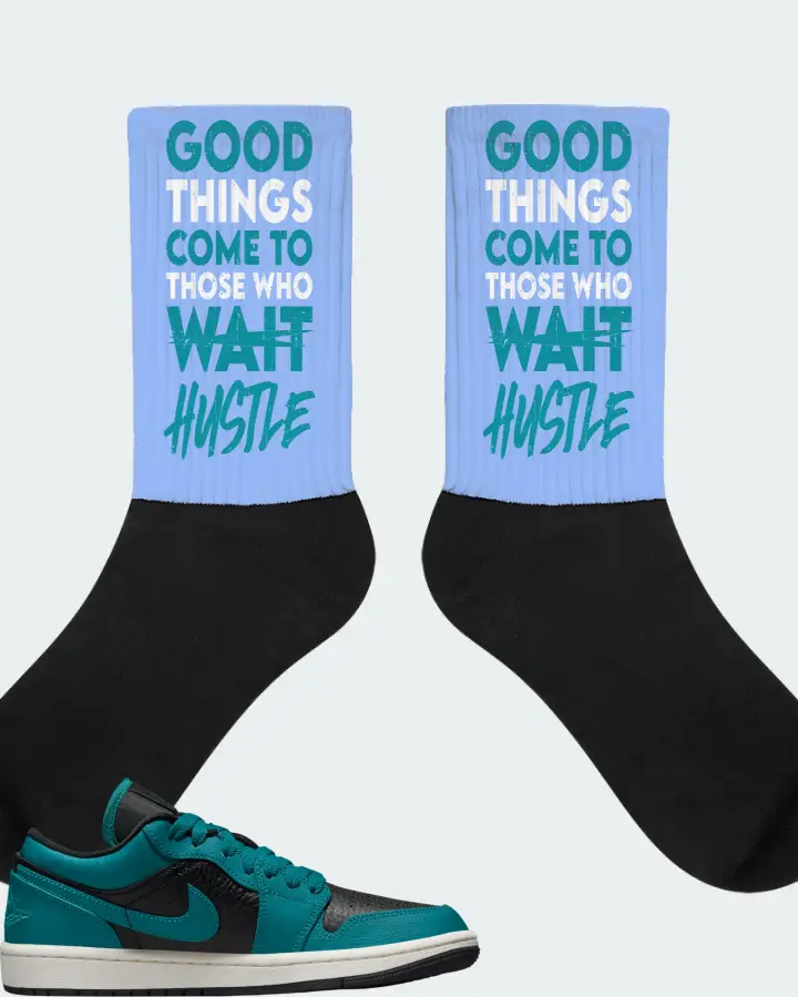 Jordan 1 Low SE Sneaker Matching Carolina Blue Socks - Good Things Come