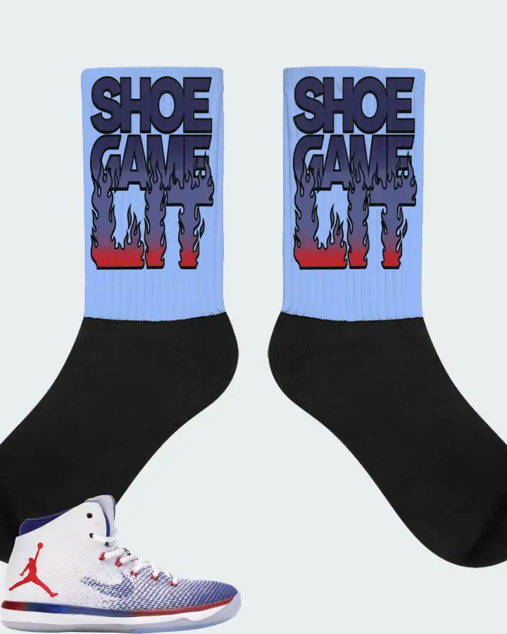 Jordan XXX1 Sneaker Matching Carolina Blue Socks - Shoe Game Lit Refreshed