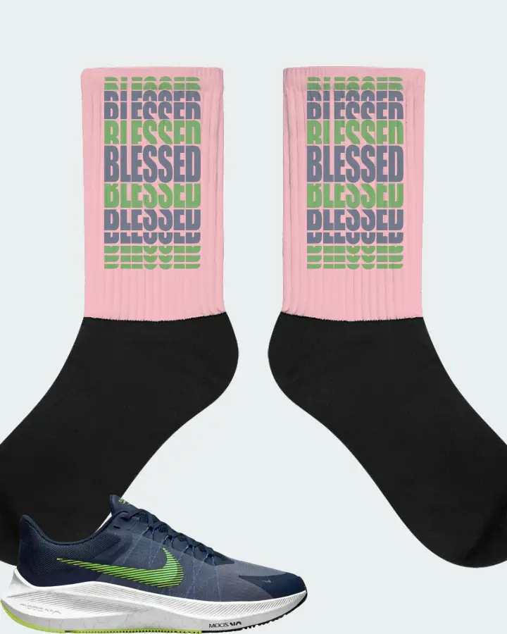 Nike Zoom Winflo 8 Sneaker Matching Pink Socks - BLESSED Many Times