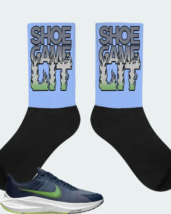 Nike Zoom Winflo 8 Sneaker Matching Carolina Blue Socks - Shoe Game Lit Refreshed