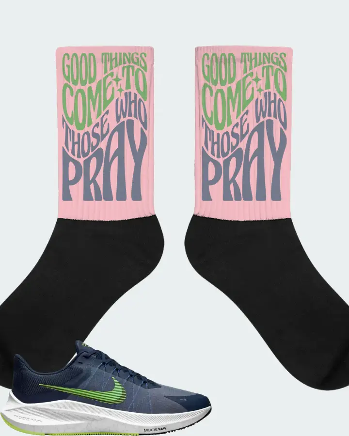 Nike Zoom Winflo 8 Sneaker Matching Pink Socks - Good Things Come To Those Who Pray