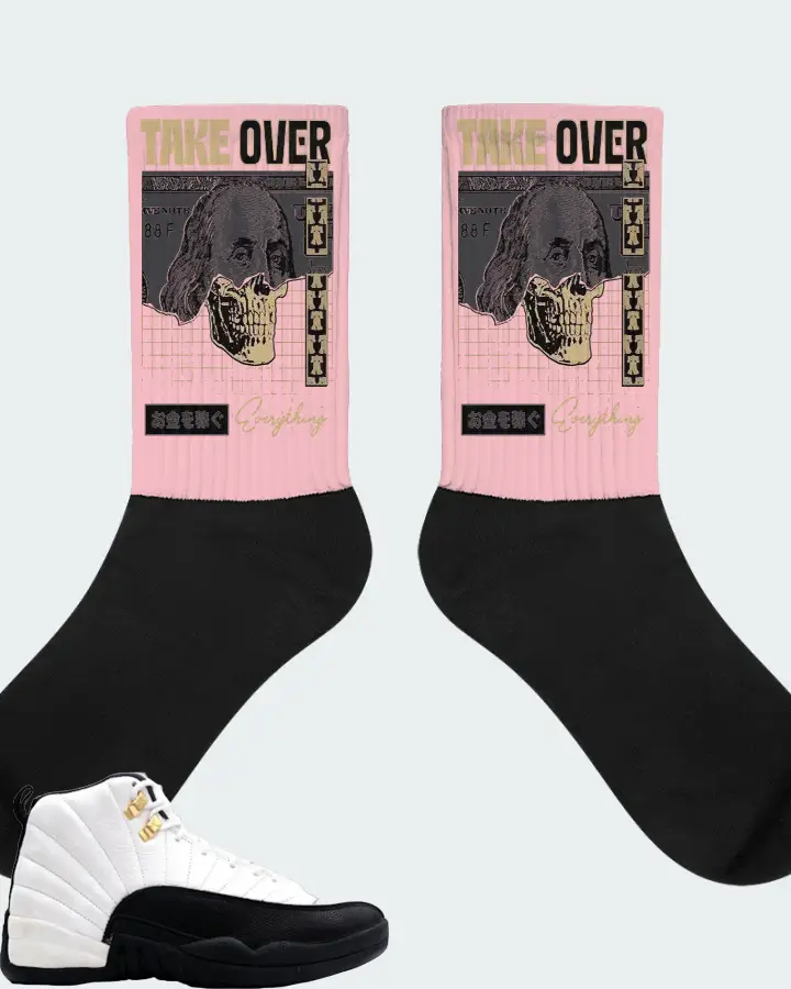 Jordan 12 OG Sneaker Matching Pink Socks - Take Over