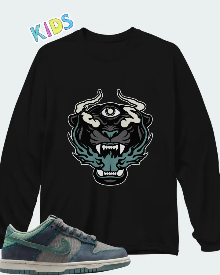 Nike Dunk Low LV8 GS Pencil Point Mineral Slate Obsidian Matching Kid's Long Sleeve T-Shirt