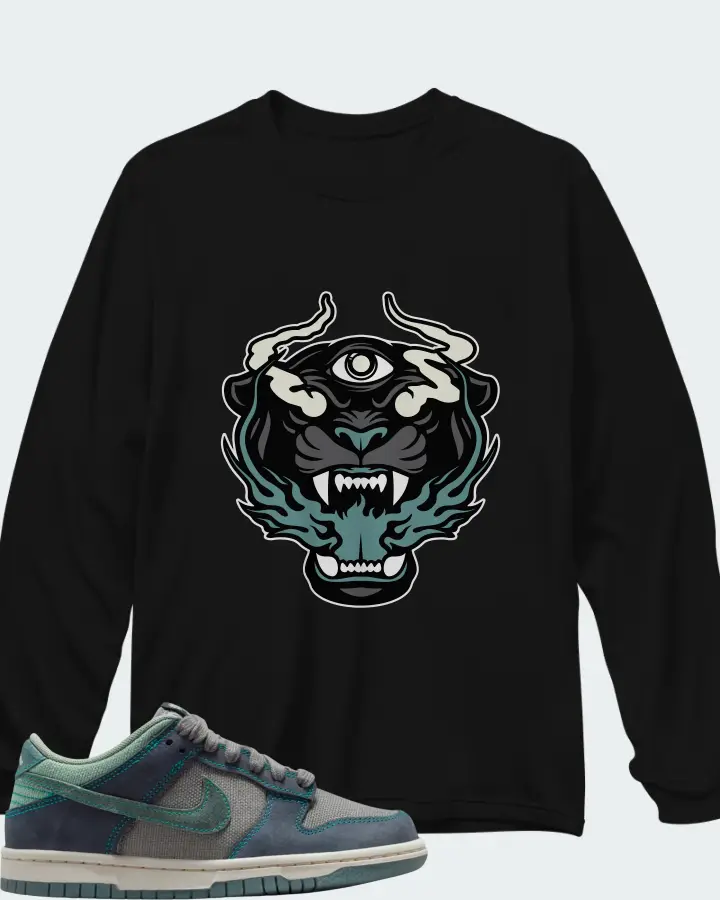 Nike Dunk Low LV8 GS Pencil Point Mineral Slate Obsidian Matching Long Sleeve T-Shirt