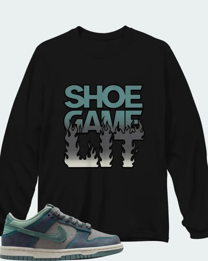 Nike Dunk Low LV8 GS Pencil Point Mineral Slate Obsidian Matching Long Sleeve T-Shirt