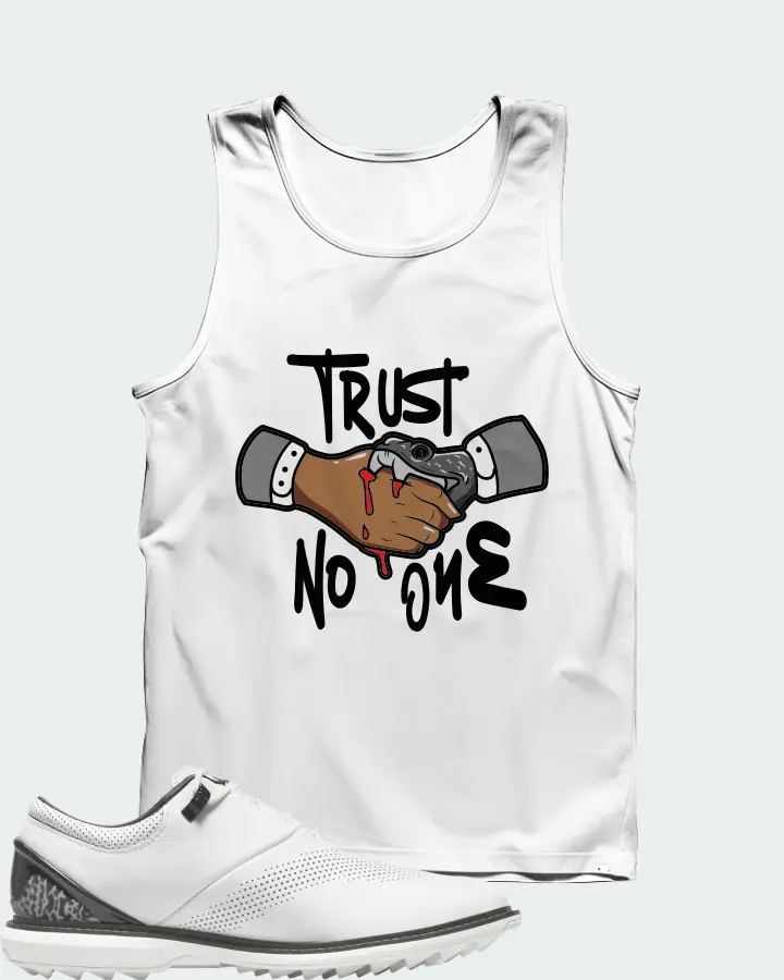 Jordan ADG 4 Golf Sneaker Matching White Tank Top - Trust No One