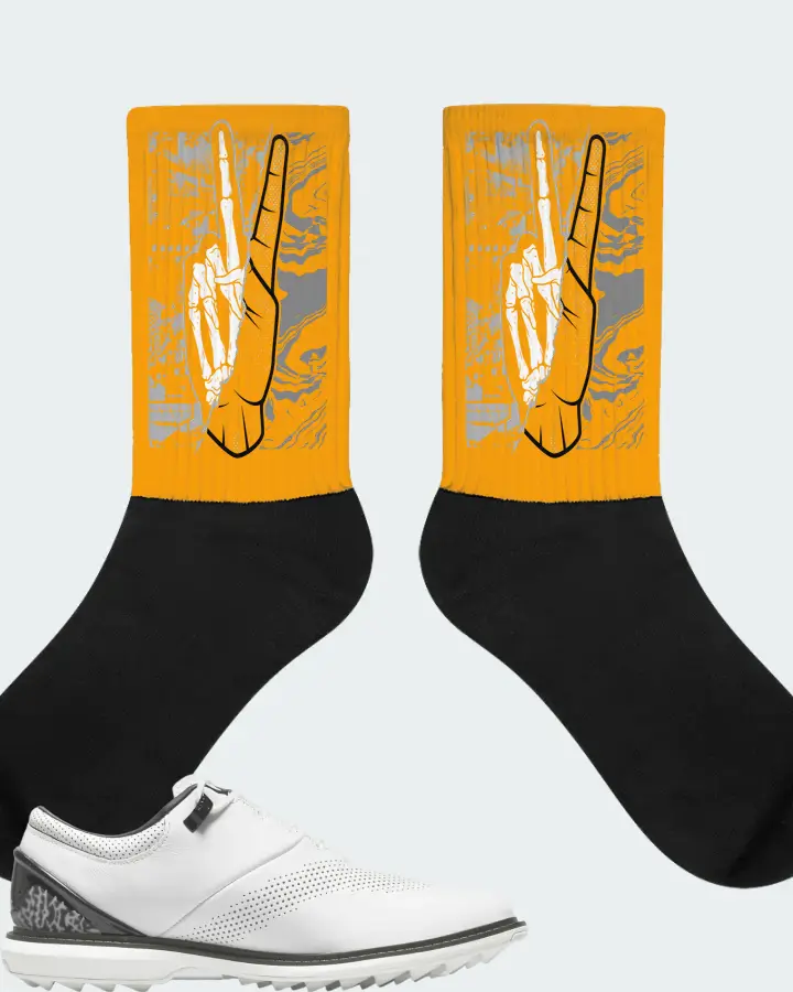 Jordan ADG 4 Golf Sneaker Matching Gold Socks - Peace of mind