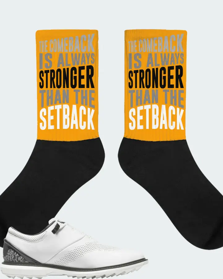 Jordan ADG 4 Golf Sneaker Matching Gold Socks - The Comeback
