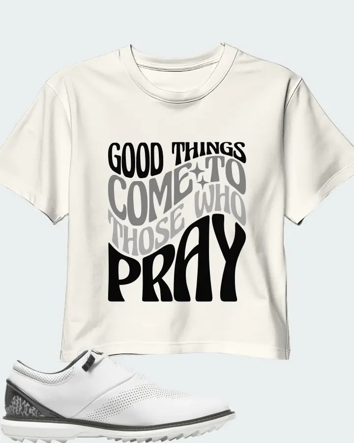 Jordan ADG 4 Golf Sneaker Matching Ecru White Crop Top - Good Things Come To Those Who Pray