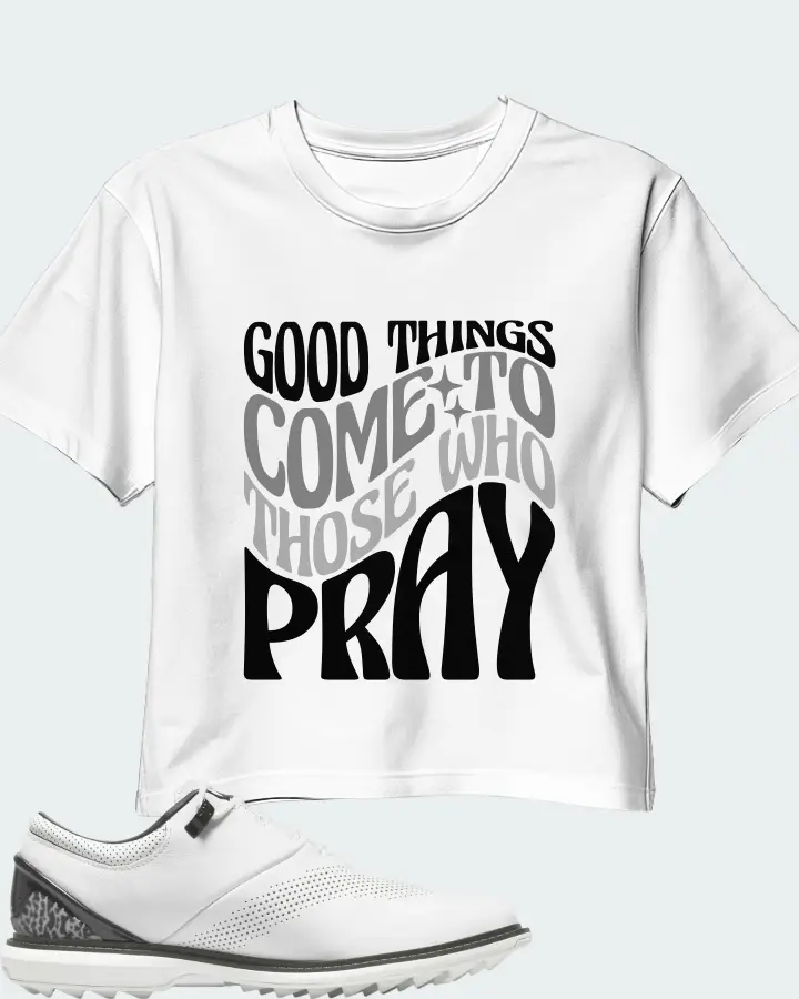Jordan ADG 4 Golf Sneaker Matching White Crop Top - Good Things Come To Those Who Pray