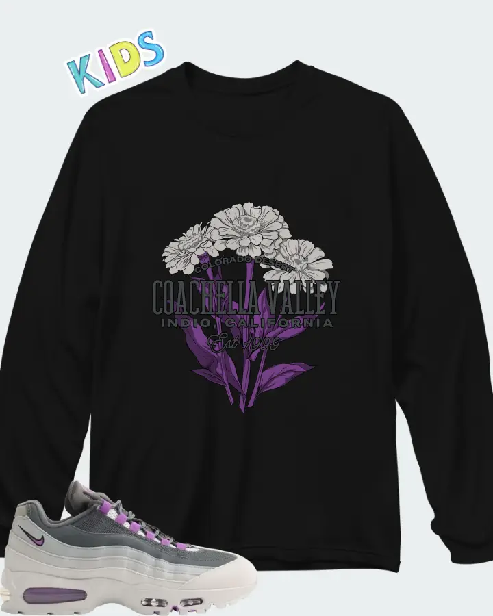 Nike Air Max 95 Big Bubble - Photo Dust Bright Violet Matching Kid's Long Sleeve T-Shirt