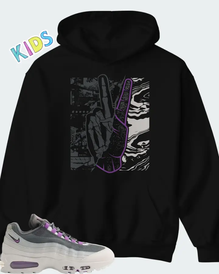 Nike Air Max 95 Big Bubble - Photo Dust Bright Violet Matching Kid's Hoodie