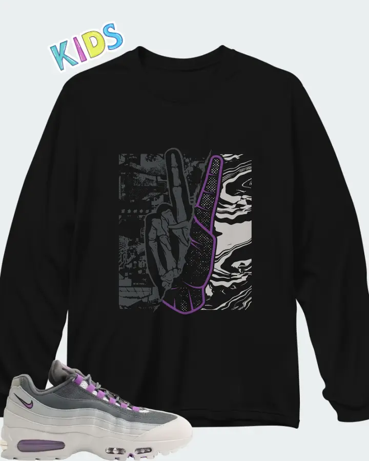 Nike Air Max 95 Big Bubble - Photo Dust Bright Violet Matching Kid's Long Sleeve T-Shirt