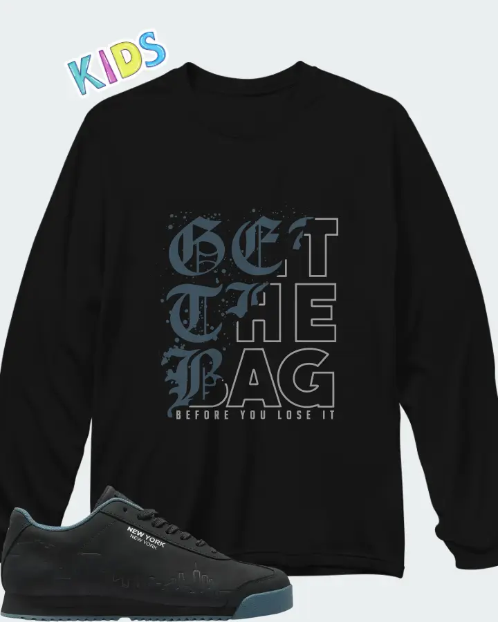 Puma Roma NYC Flagship - Black Grey Skies Skyline Matching Kid's Long Sleeve T-Shirt