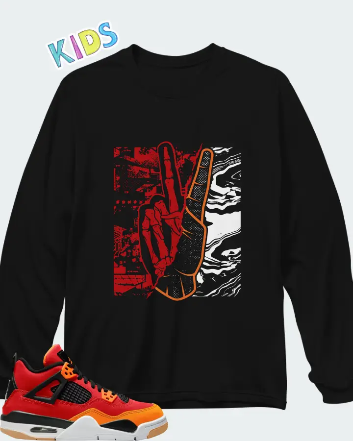 Air Jordan 4 Fire Red Starfish Matching Kid's Long Sleeve T-Shirt