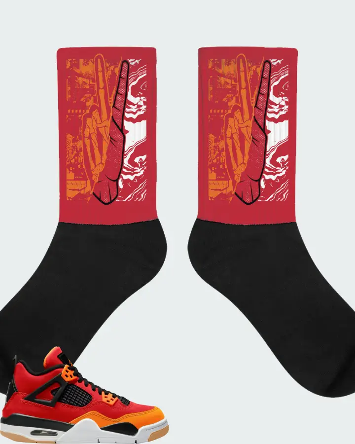 Air Jordan 4 Fire Red Starfish Matching Socks