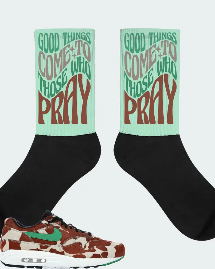 Nike Air Max 1 Sneaker Matching Mint Socks - Good Things Come To Those Who Pray