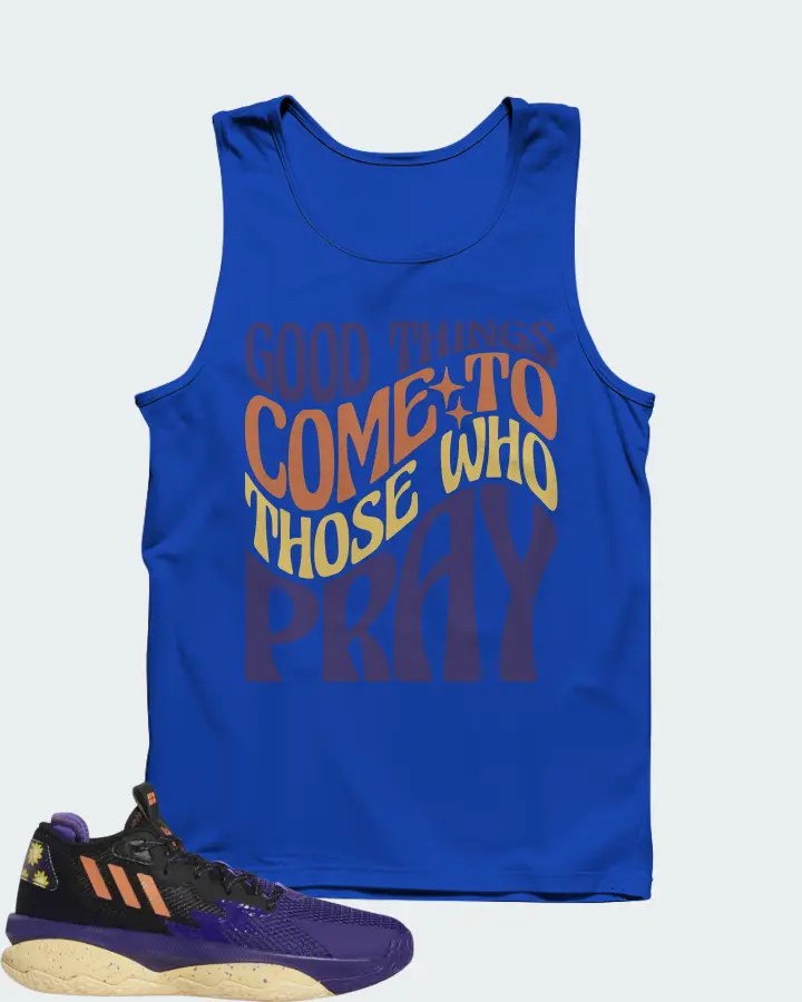 adidas Dame 8 Sneaker Matching Royal Blue Tank Top - Good Things Come To Those Who Pray