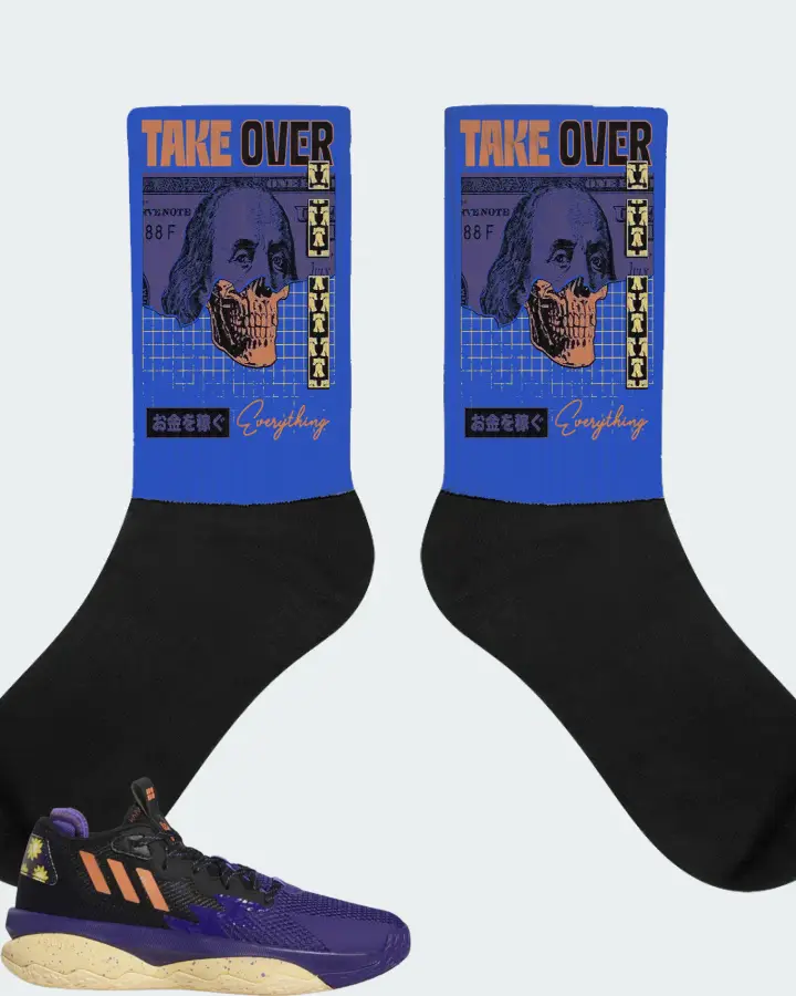adidas Dame 8 Sneaker Matching Royal Blue Socks - Take Over