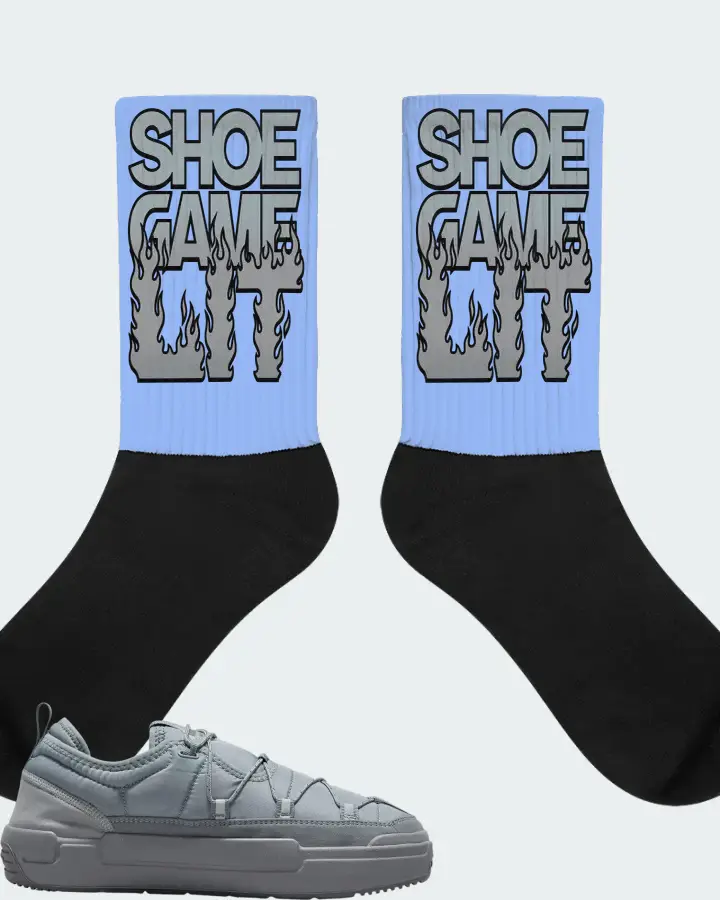 Nike Offline Pack Cool Grey Sneaker Matching Carolina Blue Socks - Shoe Game Lit Refreshed