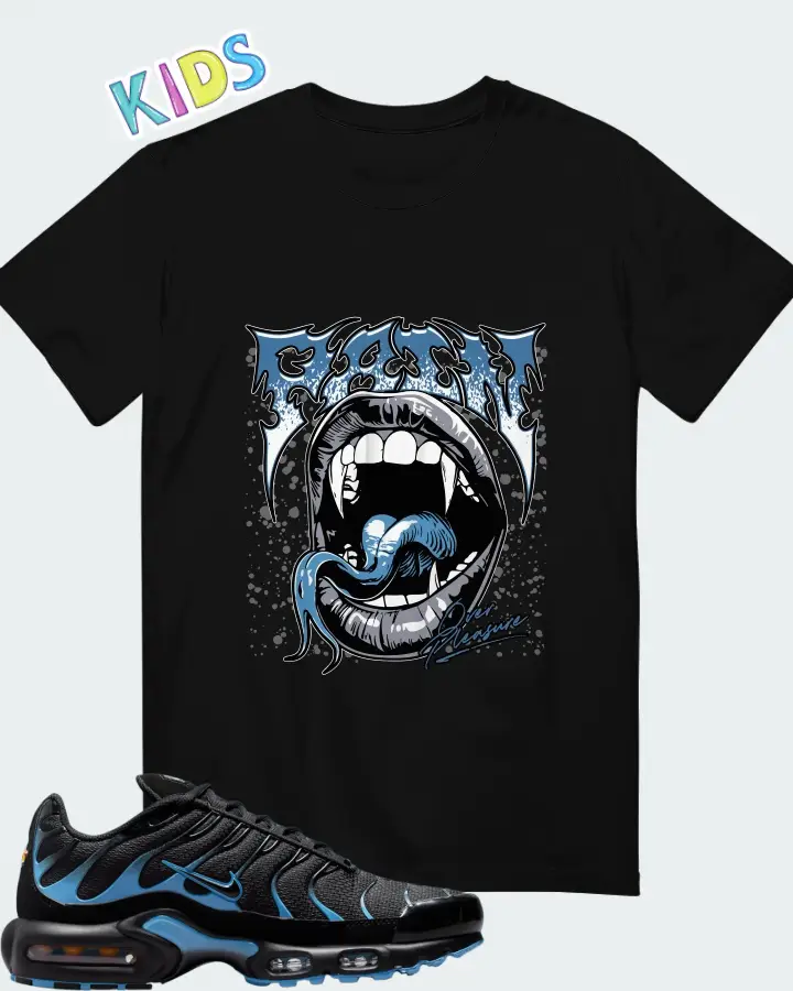Nike Air Max Plus Black University Blue (2022) Matching Kid's T-Shirt