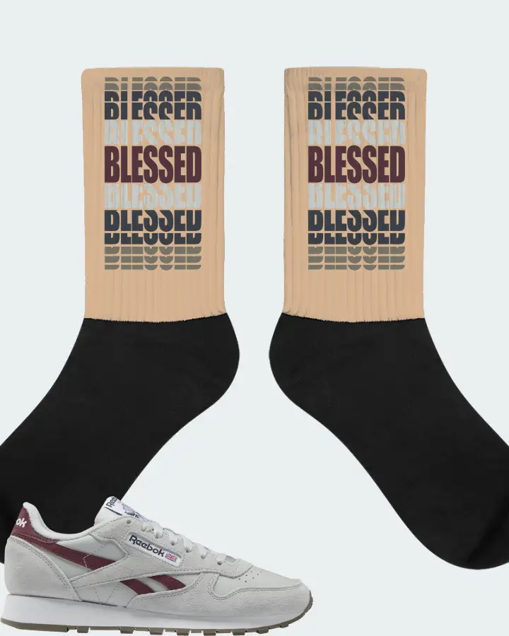 Reebok Classic Leather Sneaker Matching Cream Socks - BLESSED Many Times