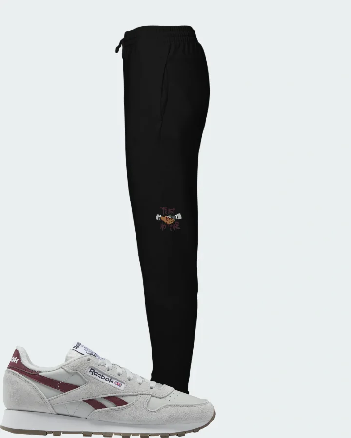 Reebok Classic Leather Sneaker Matching Black Joggers - Trust No One