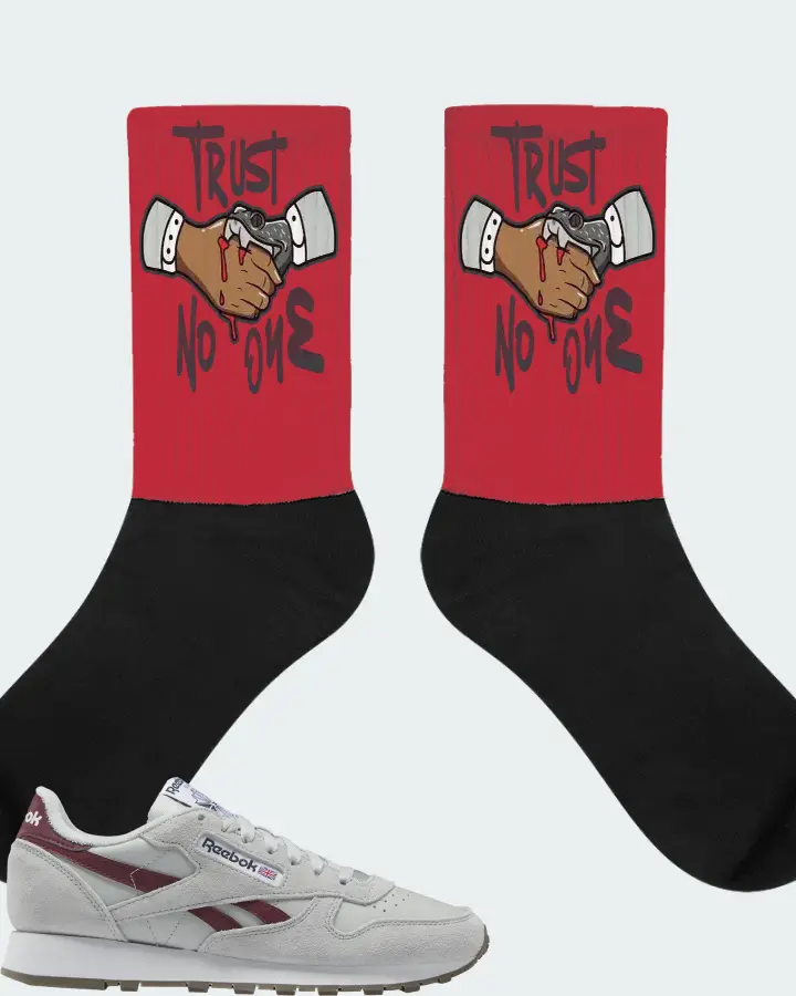 Reebok Classic Leather Sneaker Matching Red Socks - Trust No One