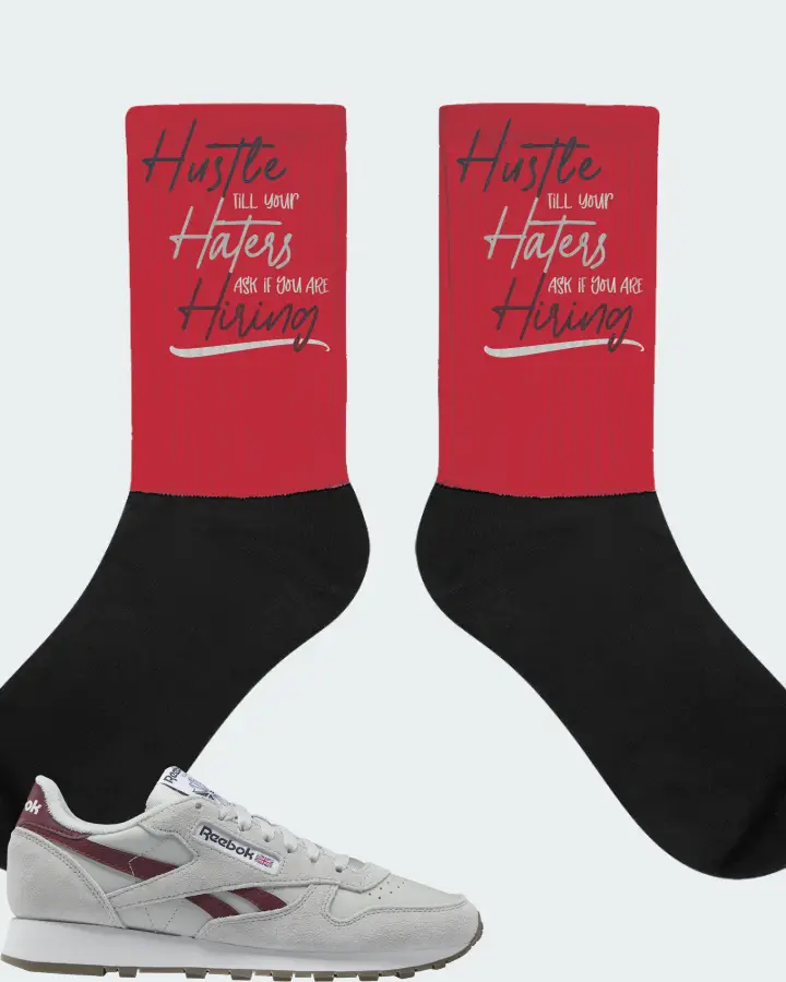 Reebok Classic Leather Sneaker Matching Red Socks - HUSTLE TILL YOUR HATERS ASK