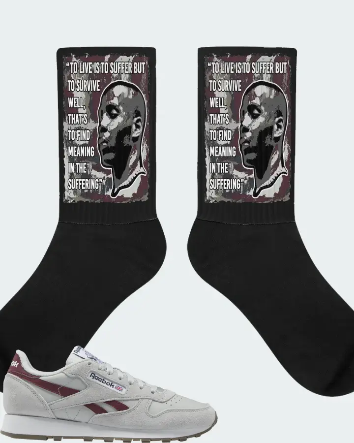 Reebok Classic Leather Sneaker Matching Black Socks - DMX Suffer Quote