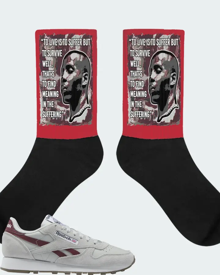Reebok Classic Leather Sneaker Matching Red Socks - DMX Suffer Quote