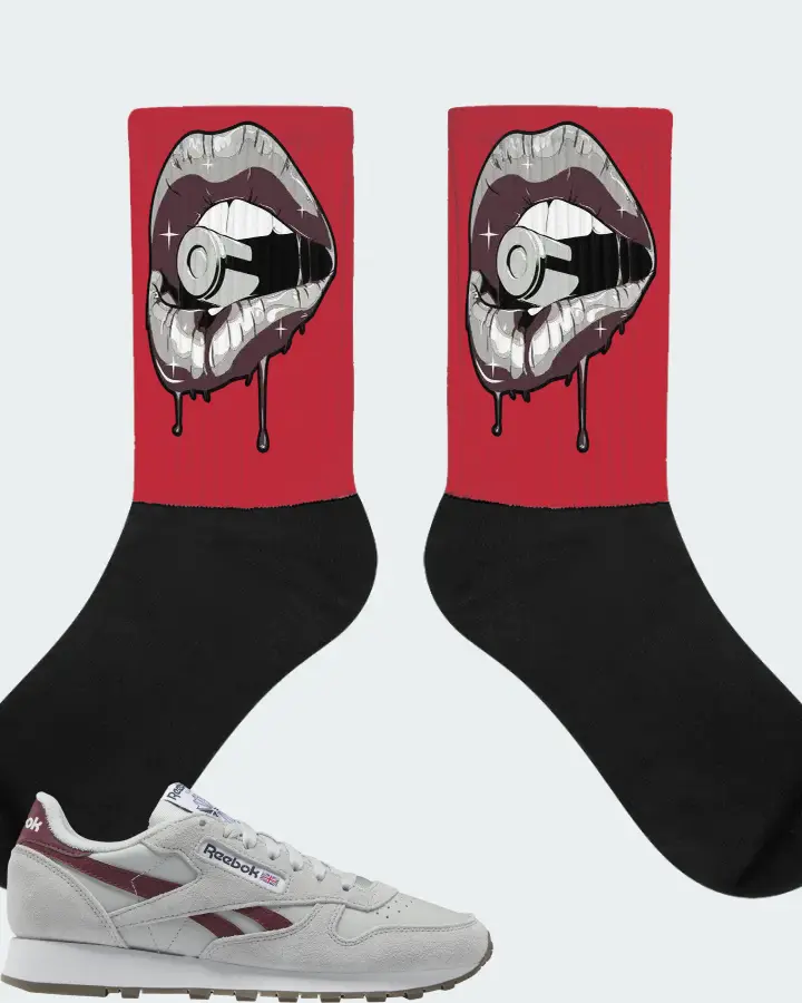 Reebok Classic Leather Sneaker Matching Red Socks - Kiss of Death