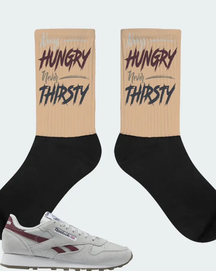 Reebok Classic Leather Sneaker Matching Cream Socks - Always HUNGRY Never THIRSTY