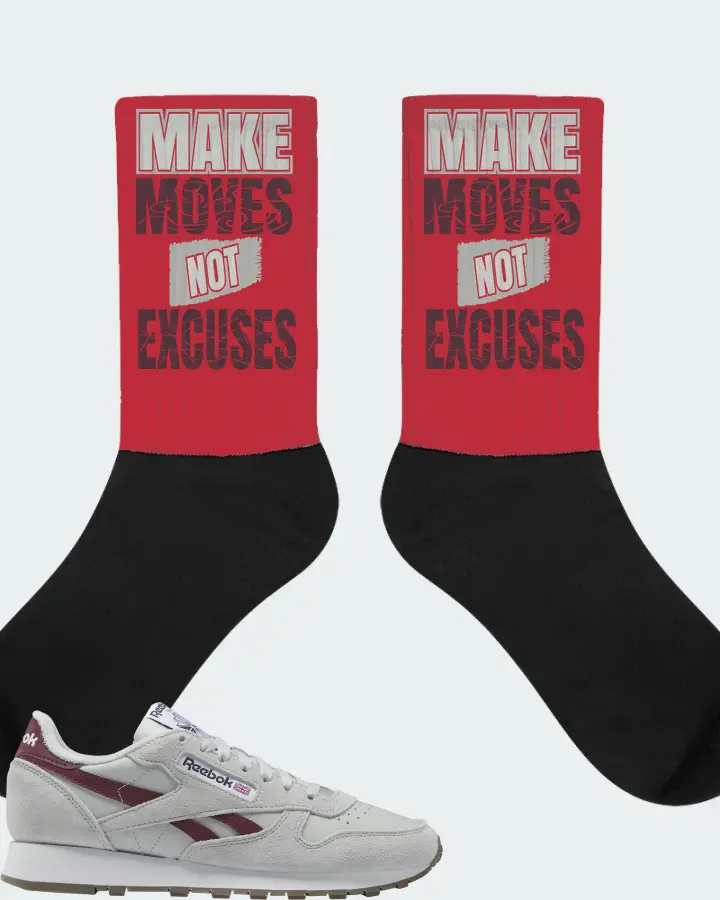 Reebok Classic Leather Sneaker Matching Red Socks - Make Moves Not Excuses